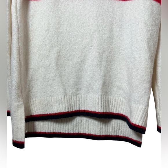 Tommy Hilfiger Flag Quarter Zip Sweater Small White Red Navy Logo Knit Pullover - Picture 6 of 10